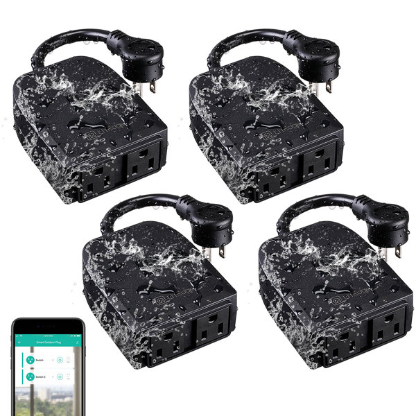 TORCHSTAR Waterproof Smart Plug, 2in1 Outdoor WiFi Plug Power Outlet